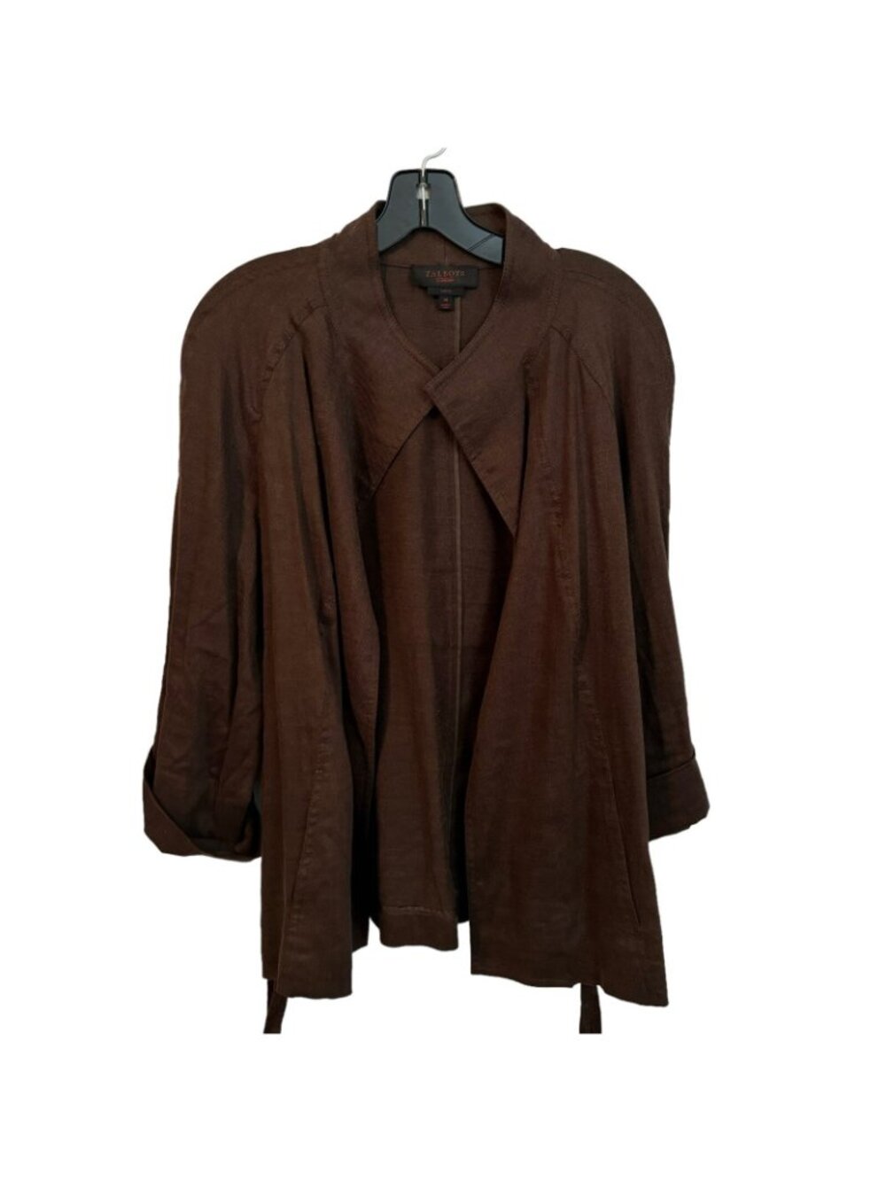 Talbots Blazer Size 14 Brown Linen Blend Belted Women Blazer Jacket - Picture 9 of 12